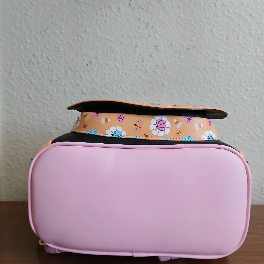 Nwt Loungefly Disney Minnie Mouse Cosplay Floral Pumpkin Glow Mini Backpack - Picture 5 of 6